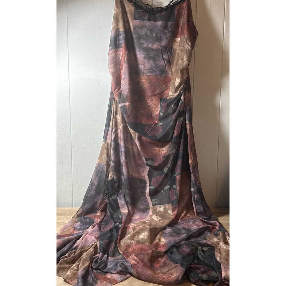 Cider XL Floral Satin Slip Dress Maxi Lingerie Nightgown Elegant New OO - Picture 1 of 6